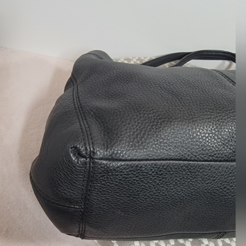 Coach Lexy XL Black Pebbled Leather Purse Shoulder Bag Hobo Tote F57545